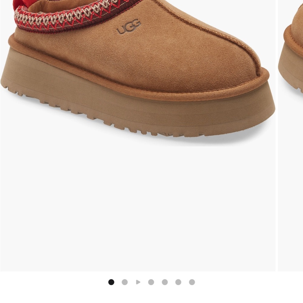 UGG Tan and Red Platform Slippers